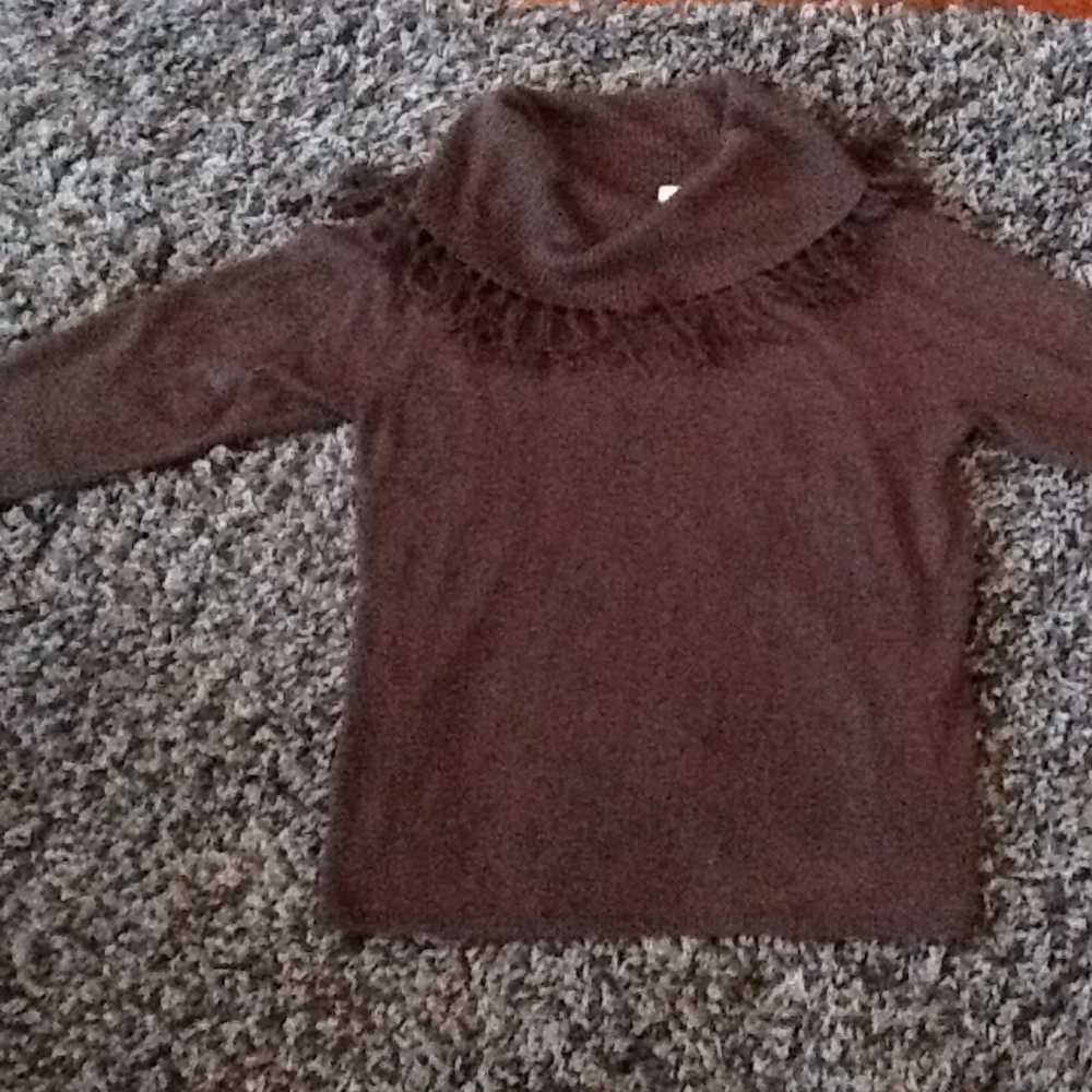 HANNAH LOOSE FRINGED COWL NECK SWEATER SZ M